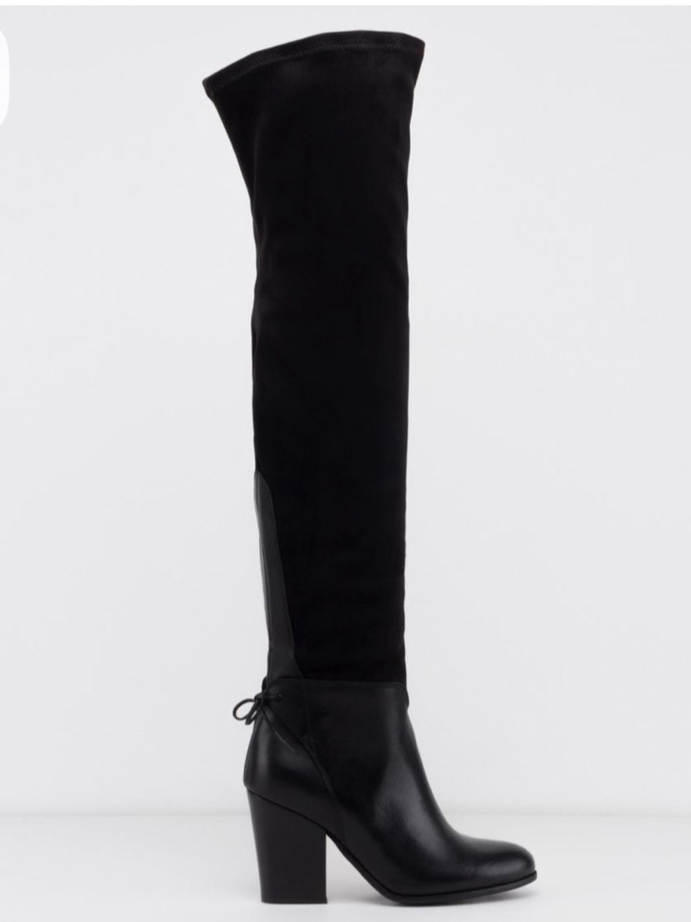 RUDSAK Brasil Black Leather Suede Over The Knee Block Heel Boots Size
